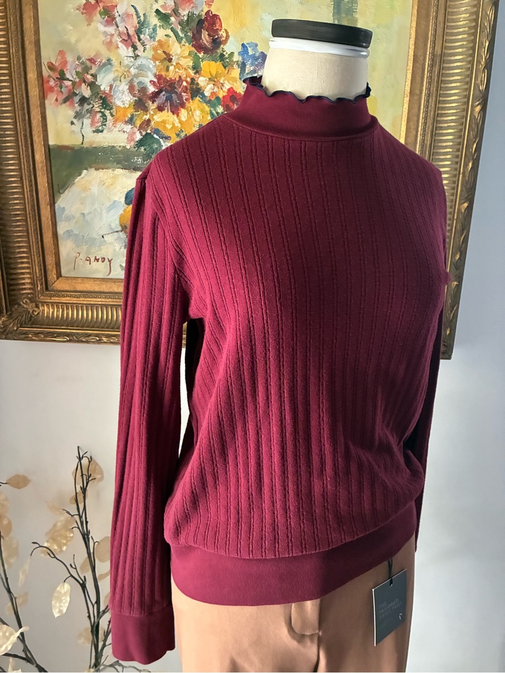 Gap Burgundy Knit Turtleneck Long Sleeve Shirt Size Small